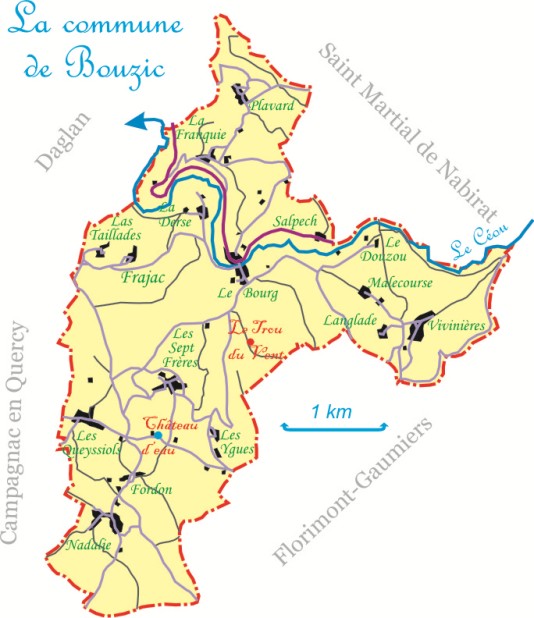 Les différents hameaux de Bouzic
