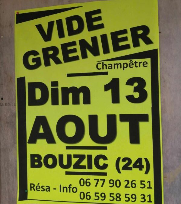 VIDE GRENIER Dimanche 13 Aout à Bouzic